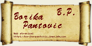 Borika Pantović vizit kartica